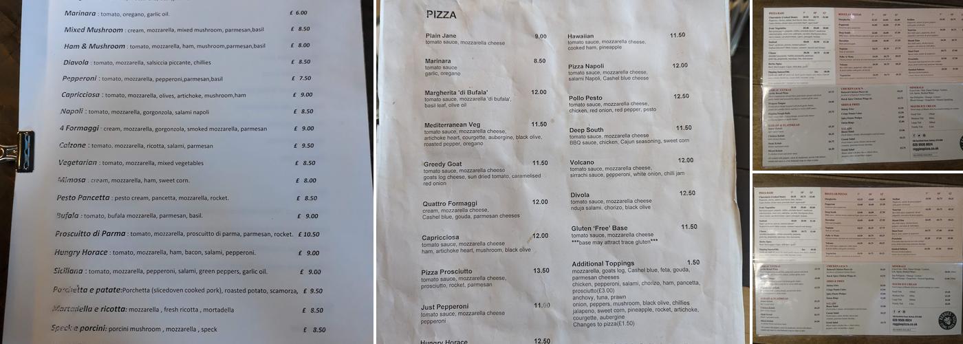 Reggies Stone Fired Pizza Menu