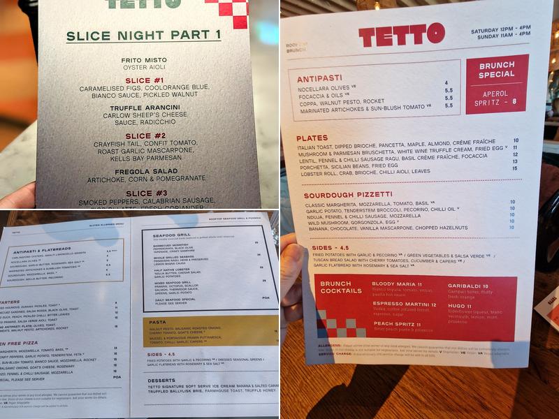 Tetto Belfast Menu