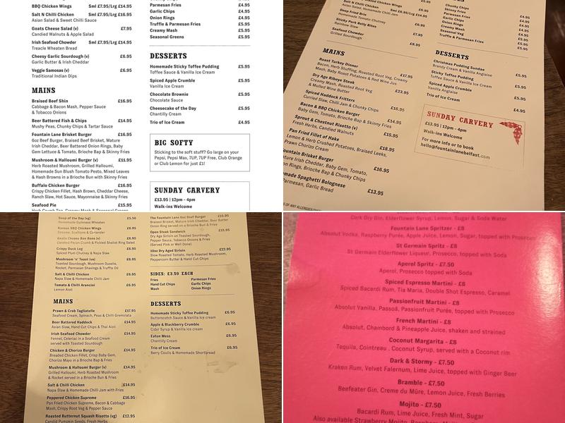 Fountain Lane Menu
