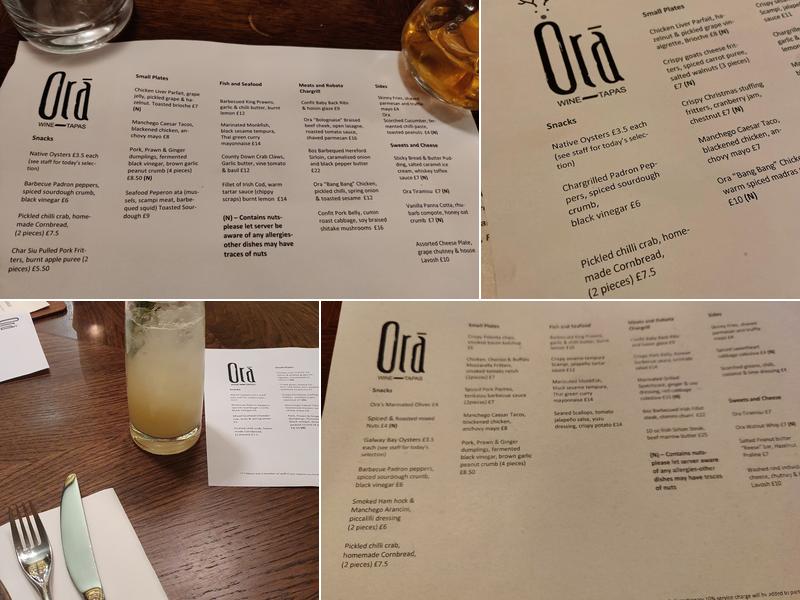Ora Wine and Tapas Menu