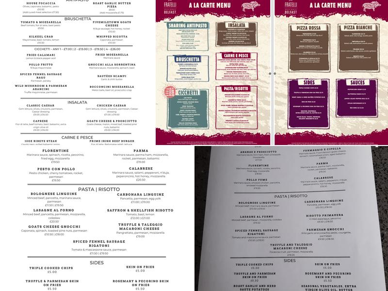 Fratelli Menu