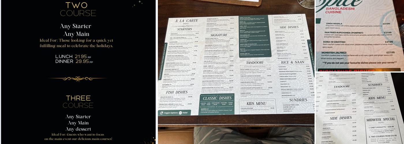 7 Spice Belfast Menu