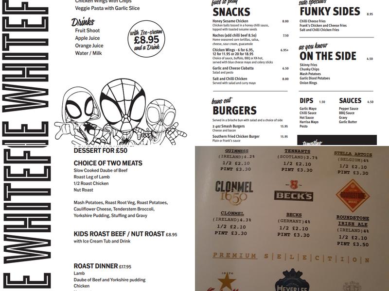 The Wolf and Whistle Menu