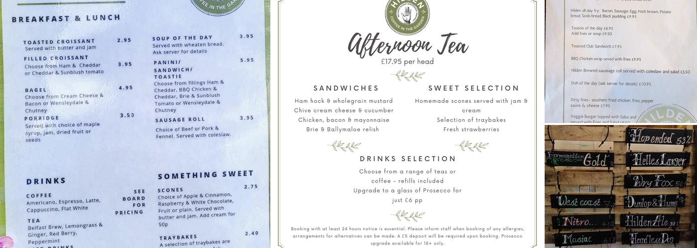 The Stables at Hilden Brewery Menu