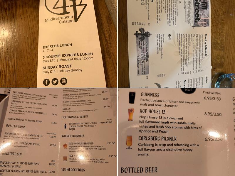 44 Hill Street Menu
