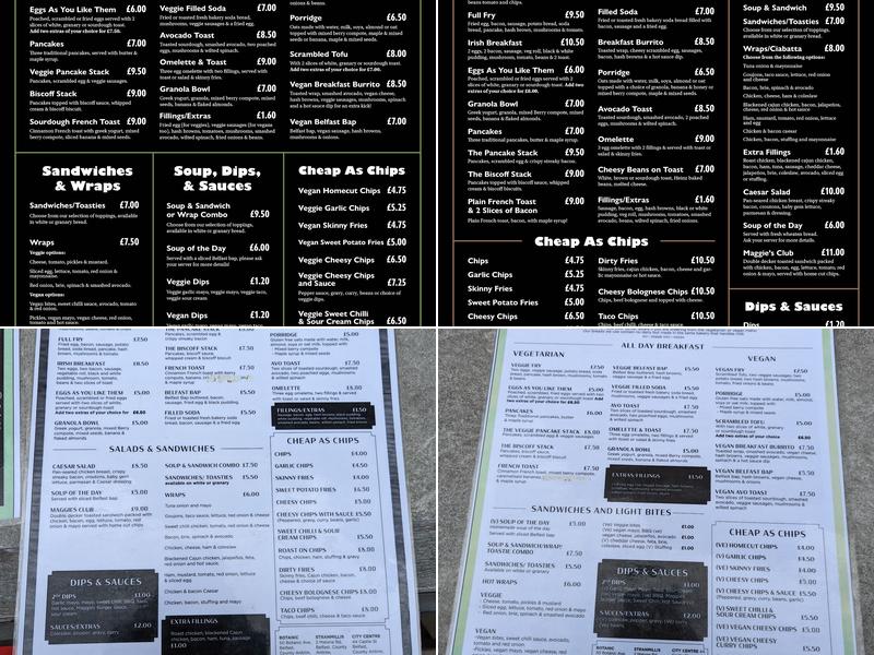 Maggie Mays Belfast Cafe Menu