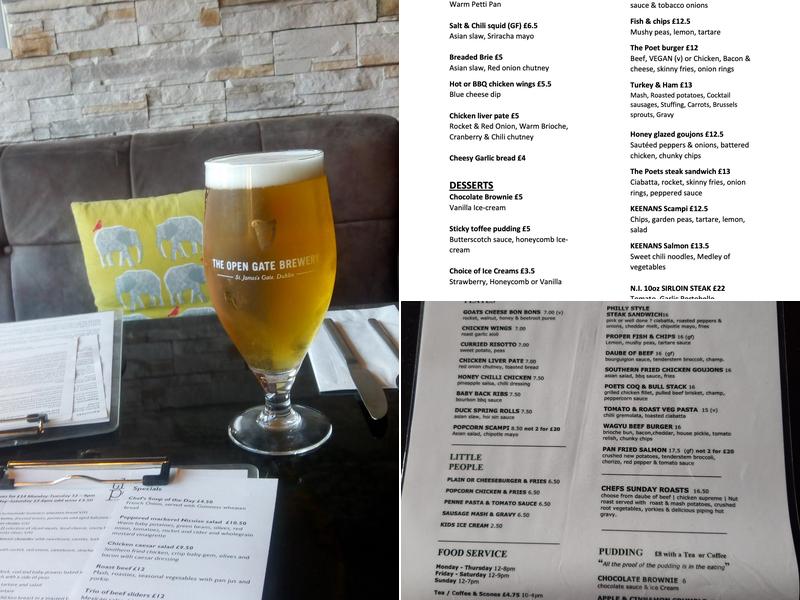 The Poet Bar and Grill Menu