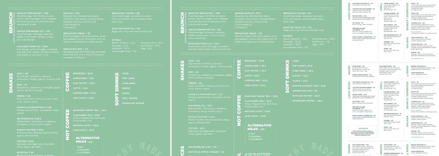 Slims Healthy Kitchen Menu