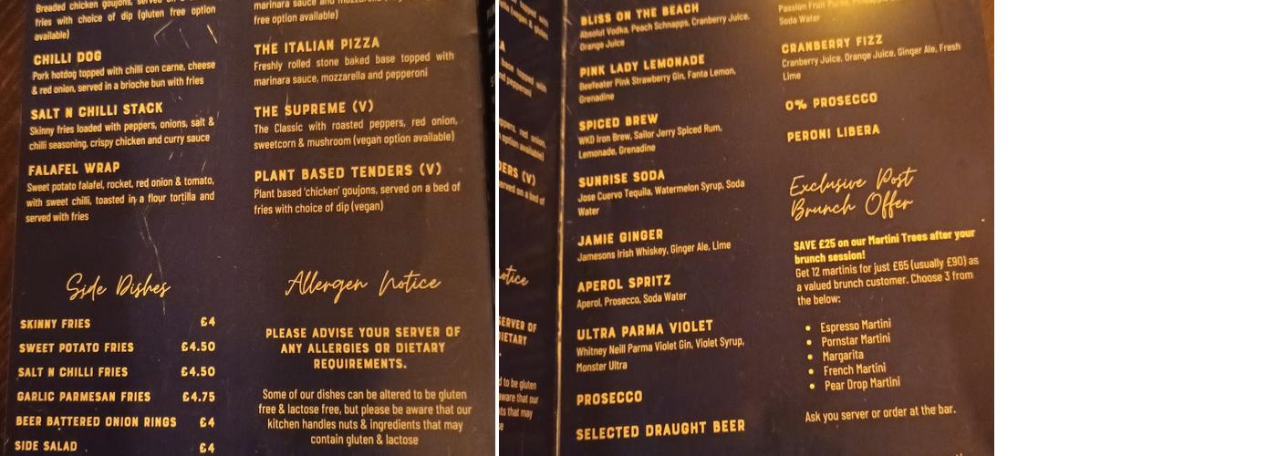 Haymarket Belfast Menu