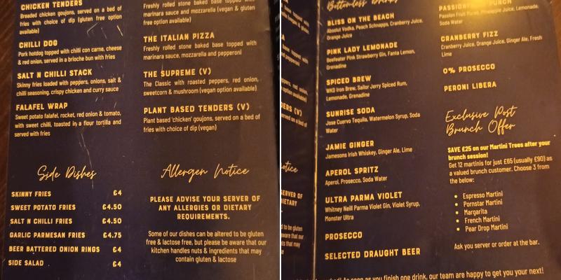 Haymarket Belfast Menu