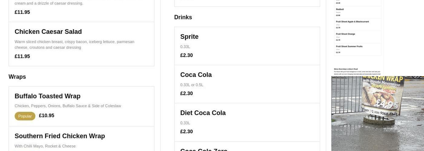 Doorsteps Lisburn Road Menu