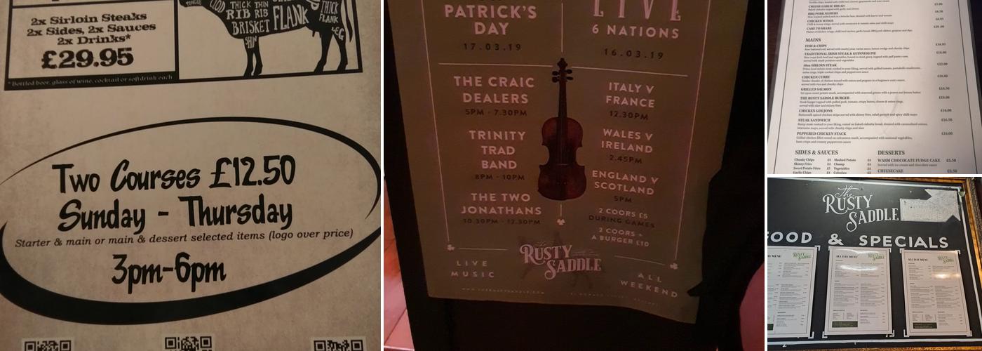 The Rusty Saddle Menu