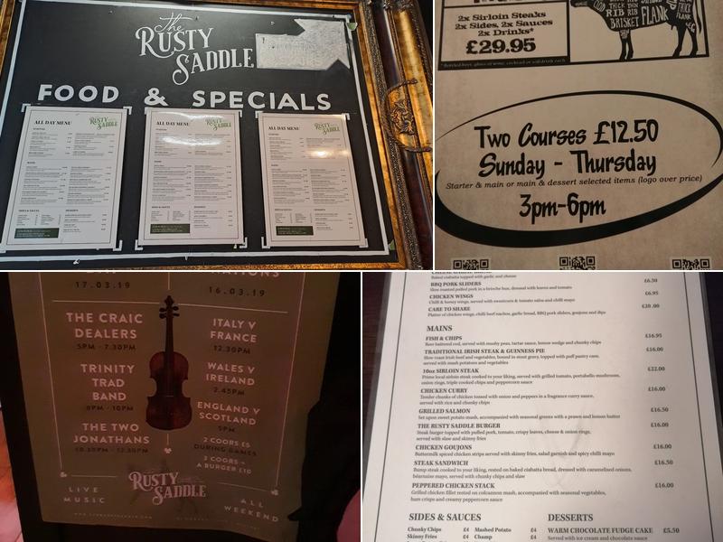 The Rusty Saddle Menu