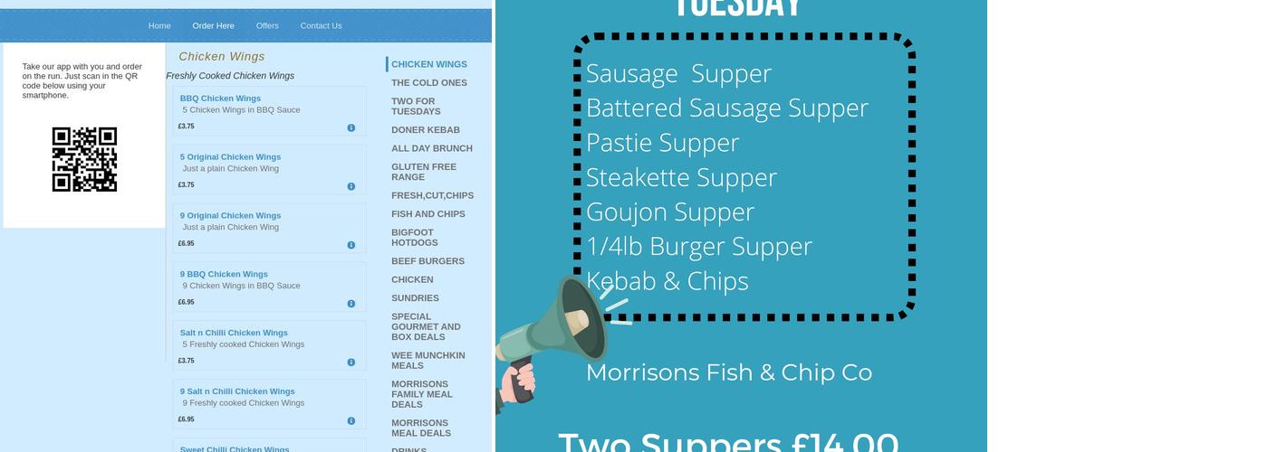 Morrisons Fish and Chips Co Menu