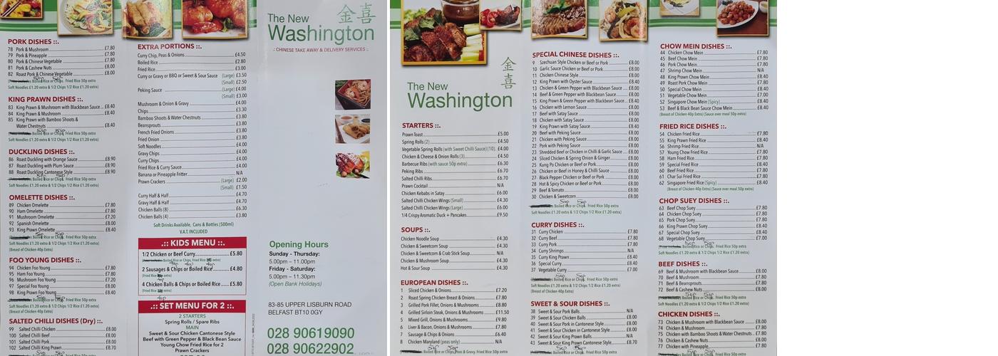 Washington Hot Food Bar Menu