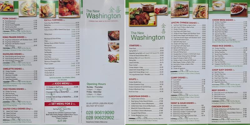 Washington Hot Food Bar Menu