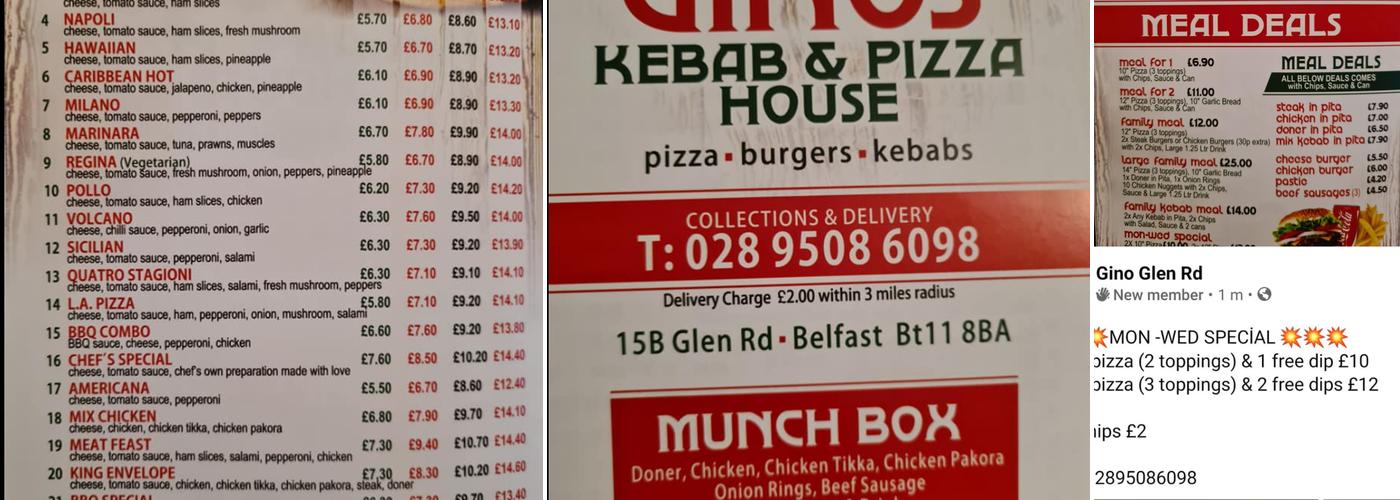 Ginos Kebab & Pizza House Menu