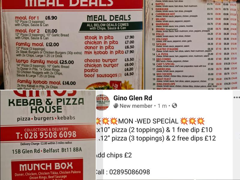 Ginos Kebab & Pizza House Menu