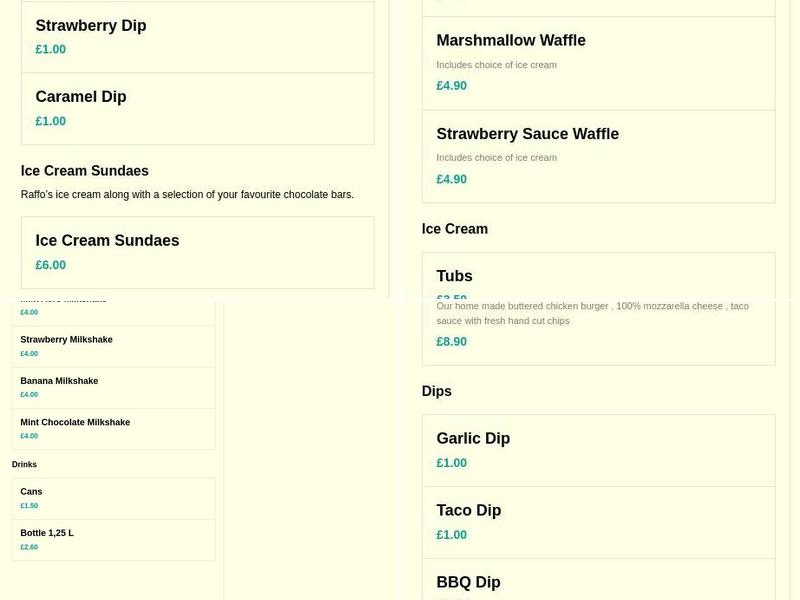 Raffo's Pizza & Ice Cream Menu