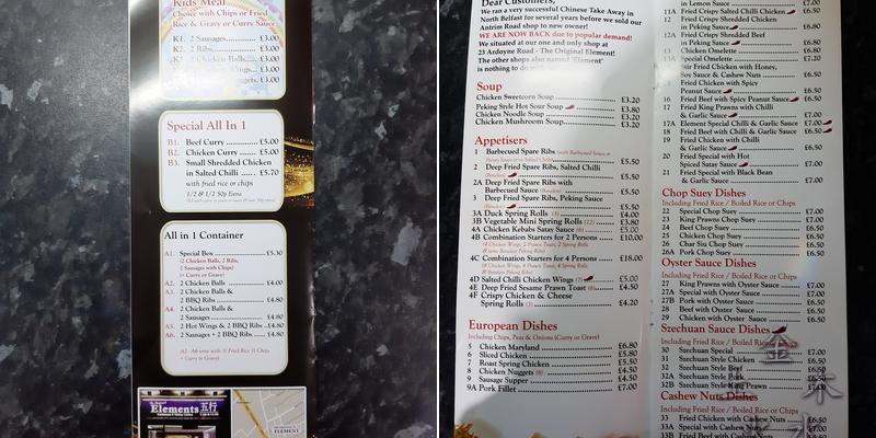 Elements Chinese Original Menu