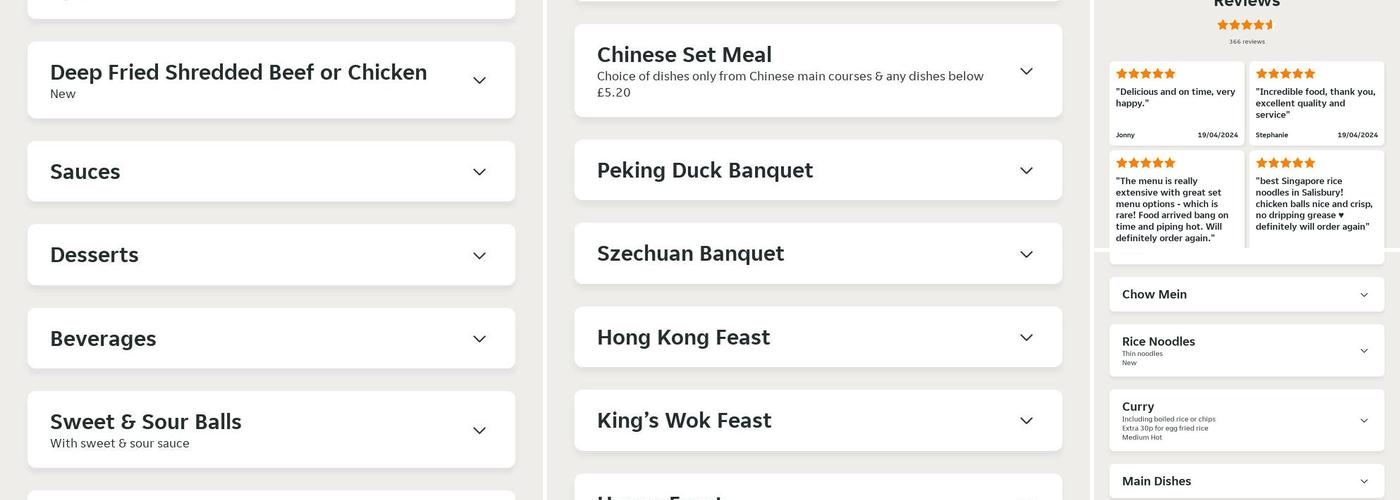 King's Wok Menu