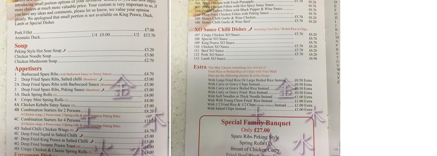 Elements Chinese Menu