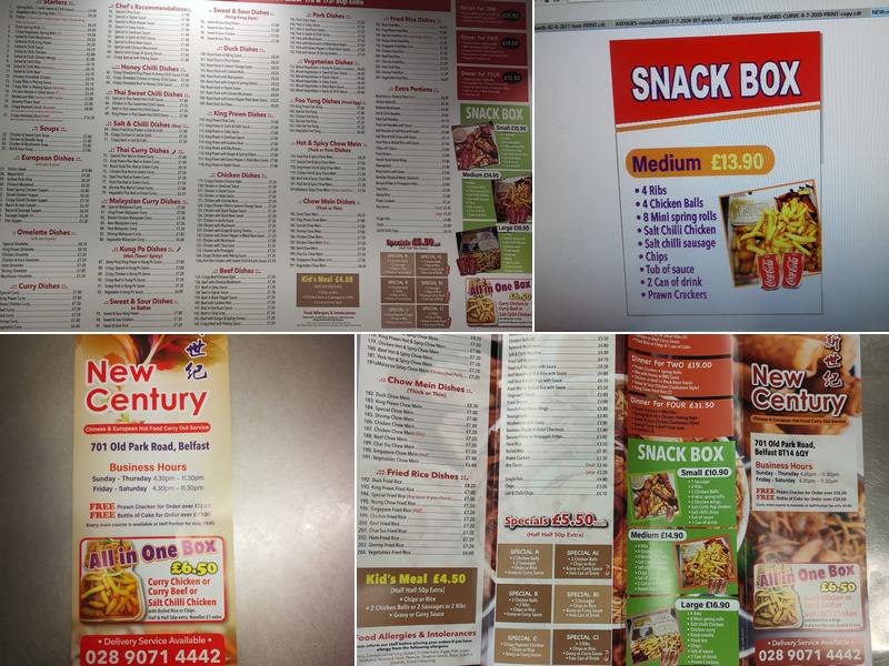 New Century Menu