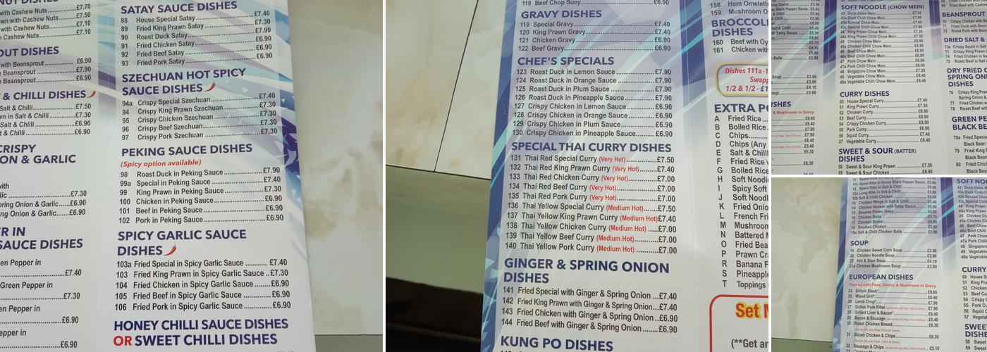 The Golden Bowl Menu