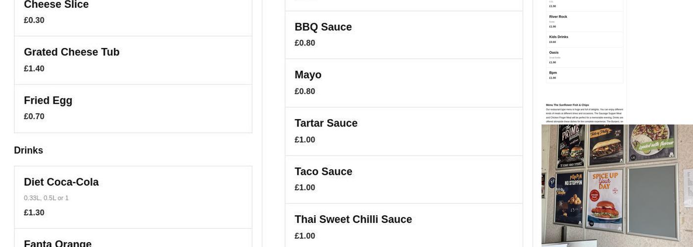 Sunflower DW Ltd Menu