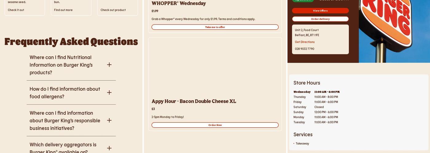 Burger King Menu