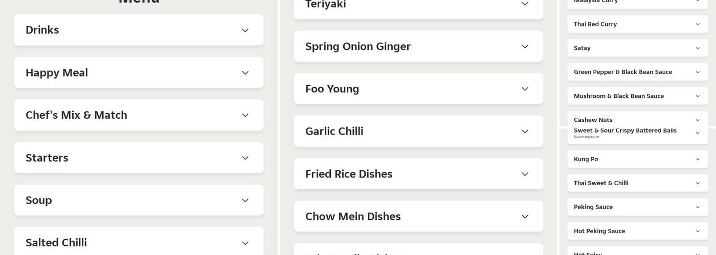 SEVEN STARS Chinese Takeaway Menu