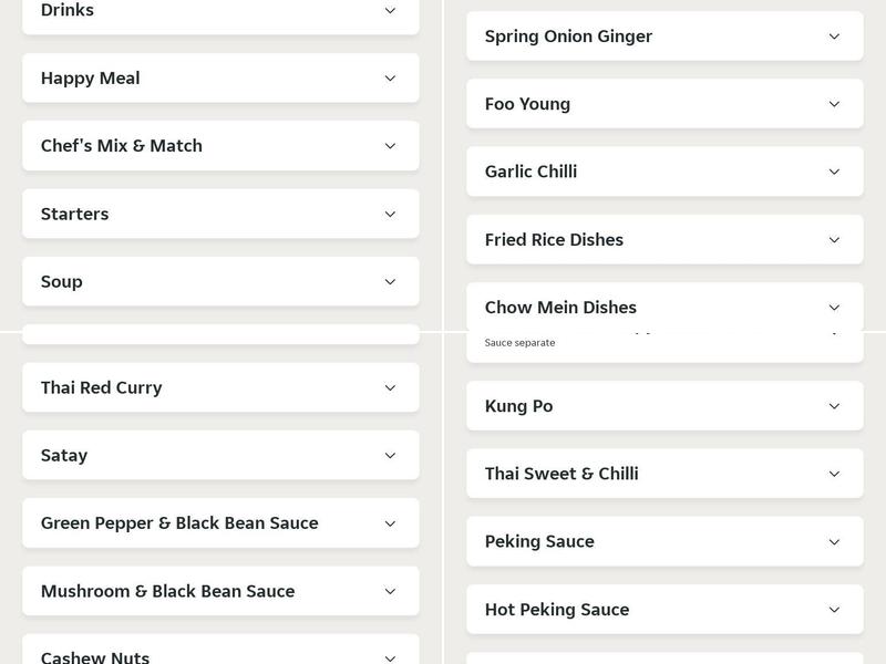 SEVEN STARS Chinese Takeaway Menu