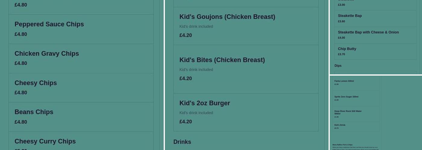 Raffos Fish & Chips Menu