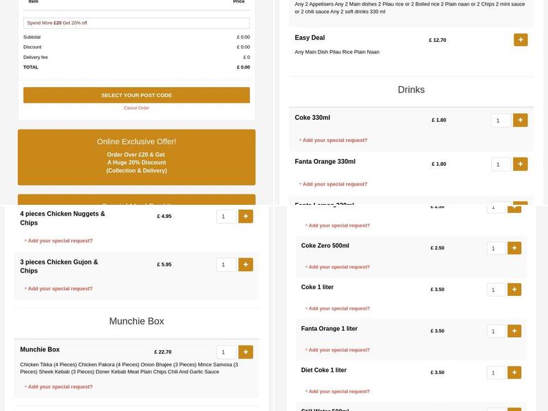 Bithika Indian Takeaway Menu