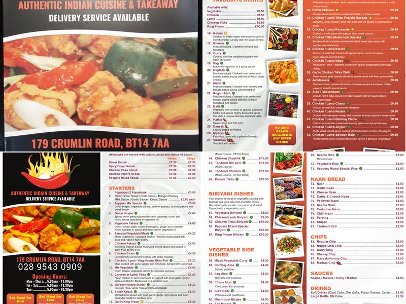Peppers Indian Cuisine Menu