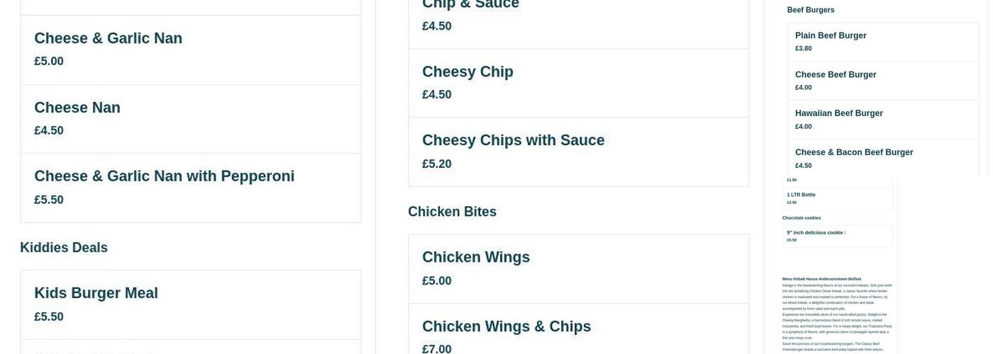 The West Turkish kebab house Menu