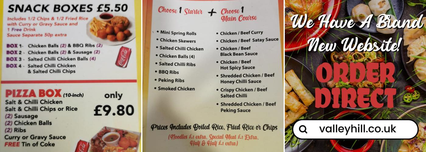 Valley Hill Hot Food Carry Out & Delivery Service Menu