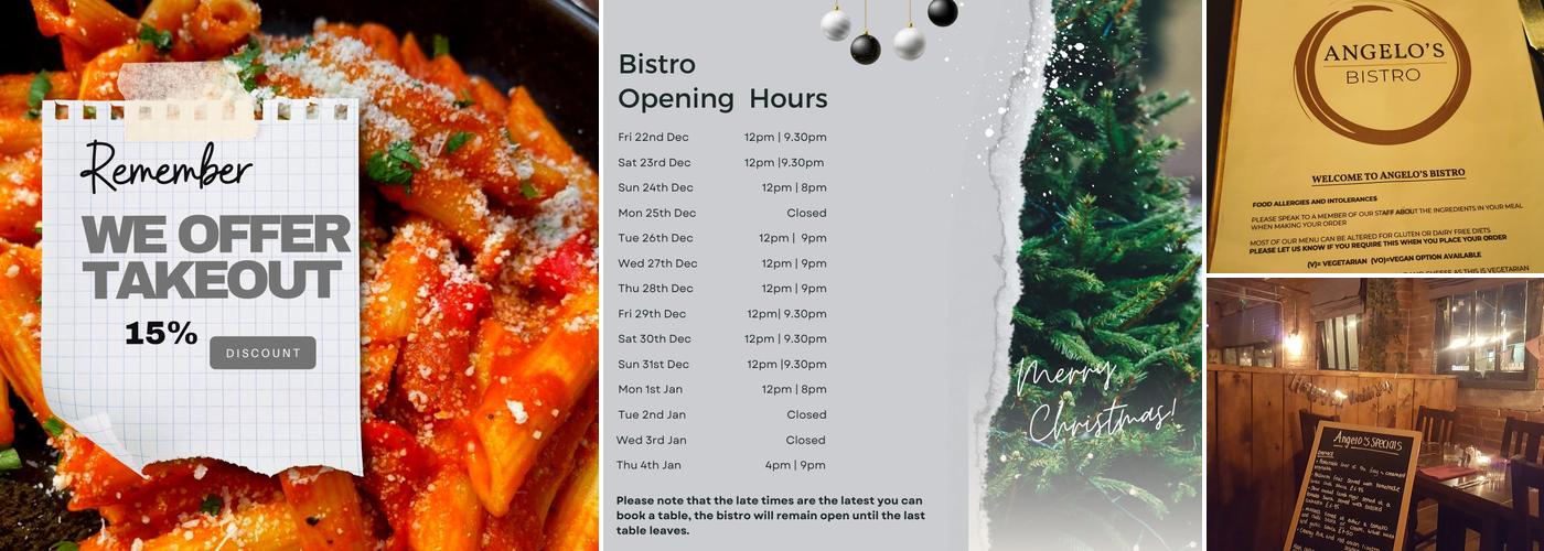 Angelo's Bistro at the Kings Head, Duffield Menu