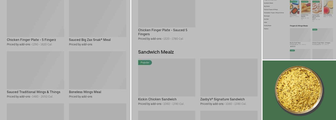 Zaxbys Chicken Fingers & Buffalo Wings Menu