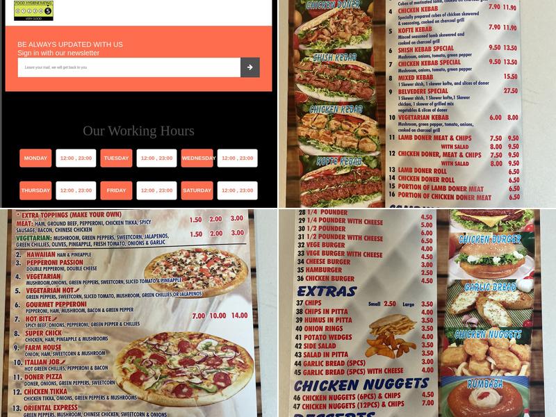 Belvedere Kebab Menu