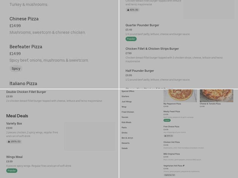 Chicken & Pizza Station Menu
