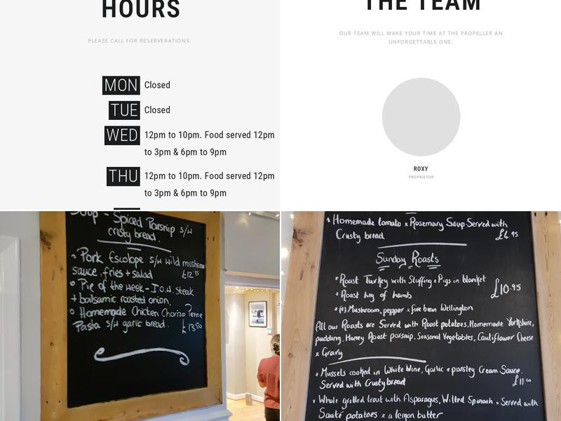 The Propeller Inn Menu