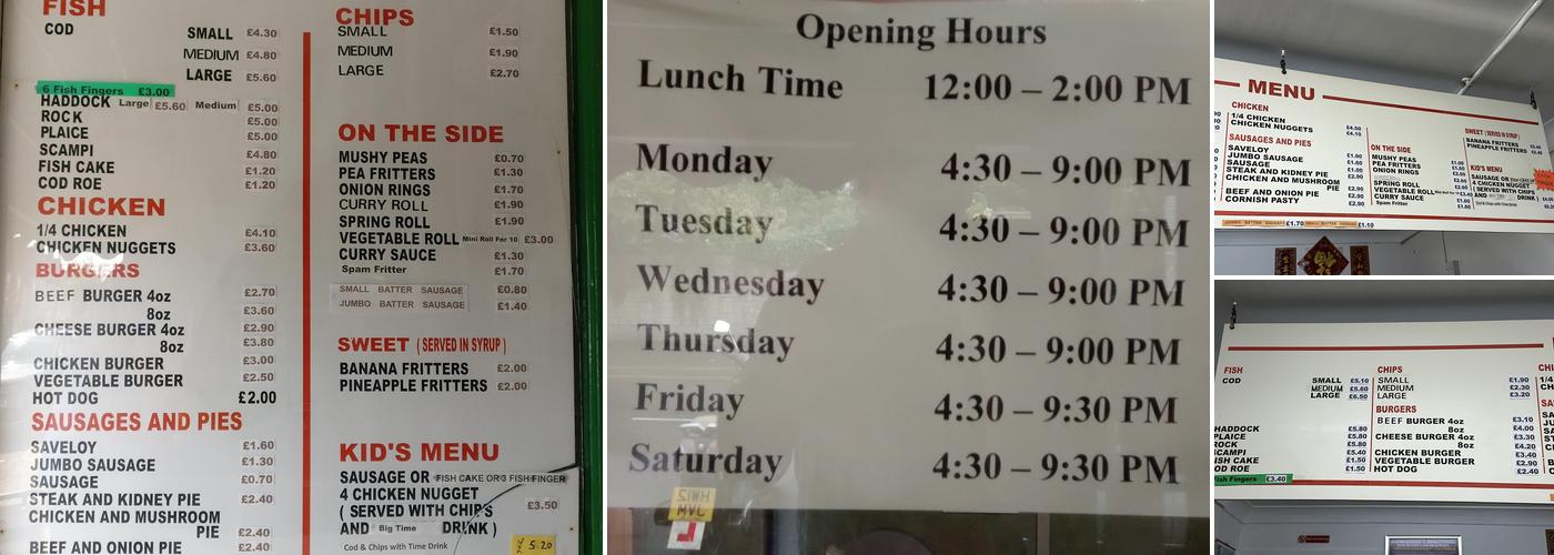 Regal Fish & Chips Menu