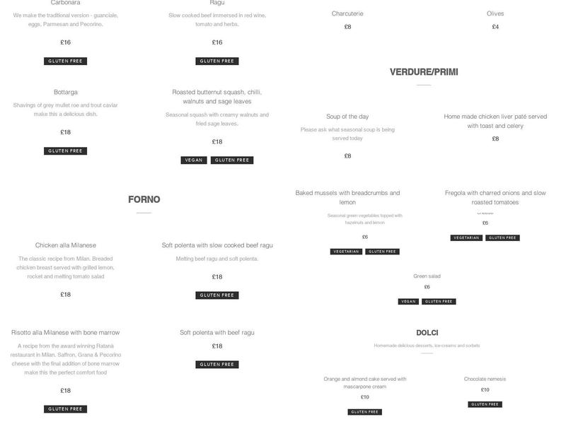 Angel in the Kitchen Menu