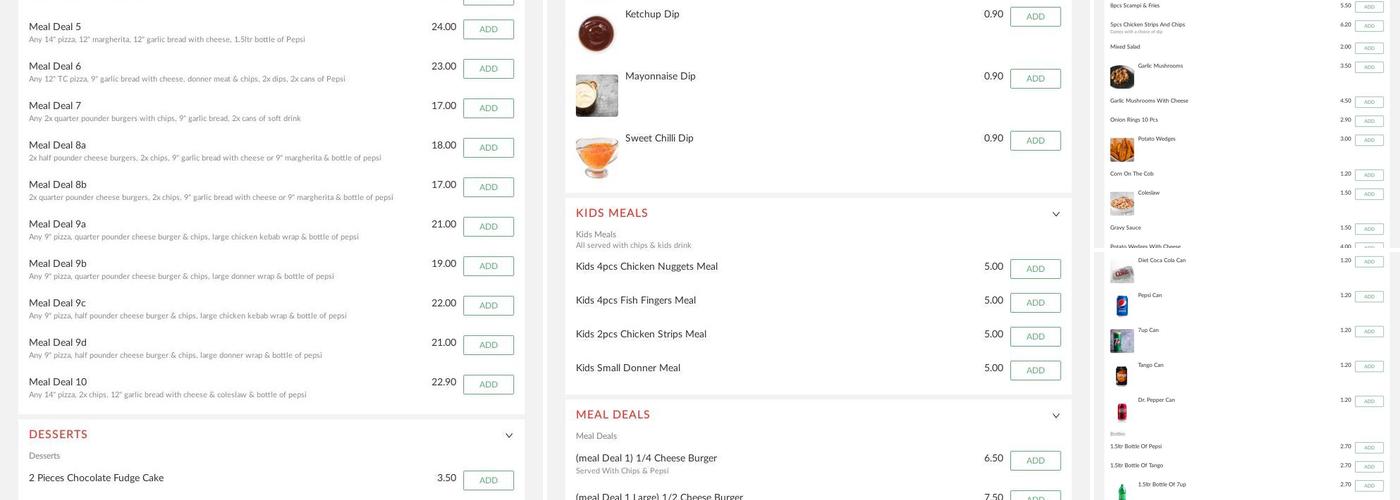 Tuminose pizza Bentley Menu