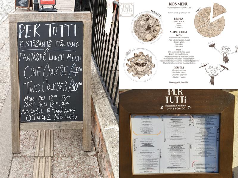 Per Tutti Berkhamsted Menu