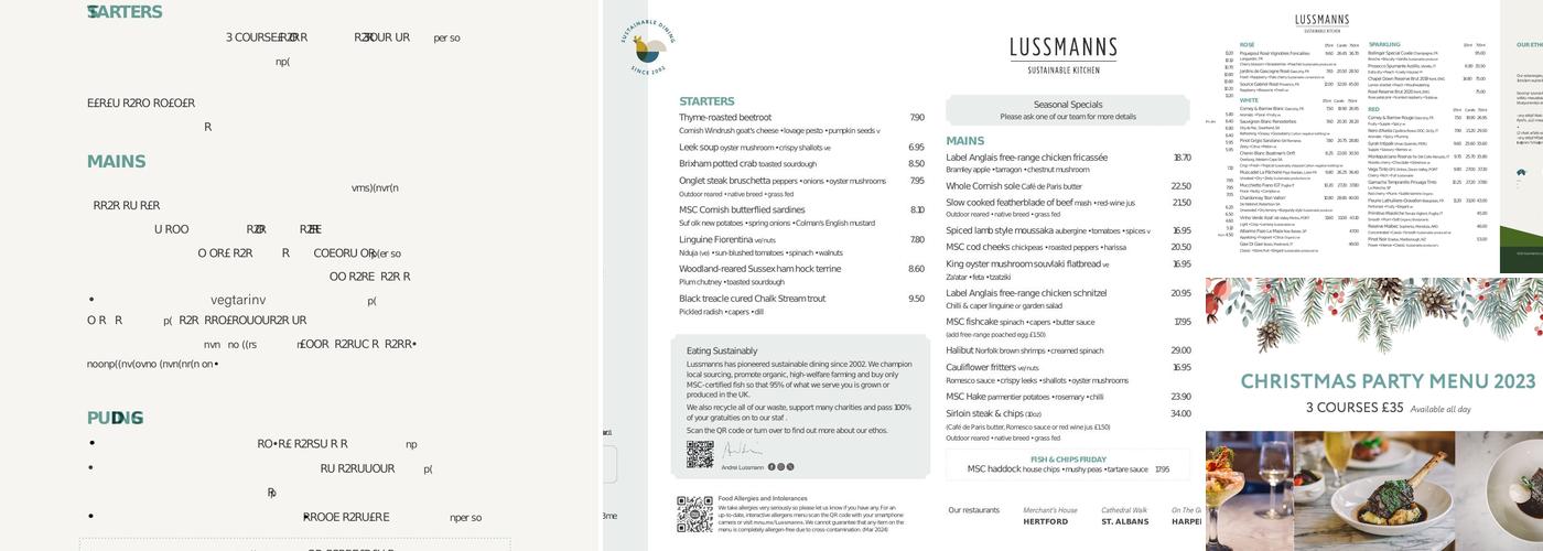 Lussmanns Sustainable kitchen & garden Menu