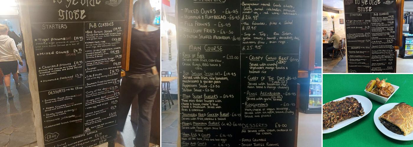 Ye Olde Globe Inn Menu