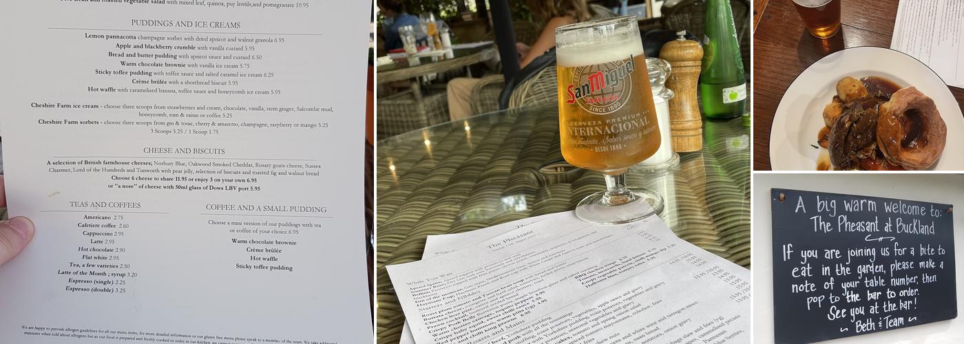 The Pheasant at Buckland Menu