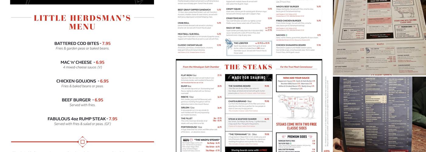 Tomahawk Steakhouse Beverley Menu